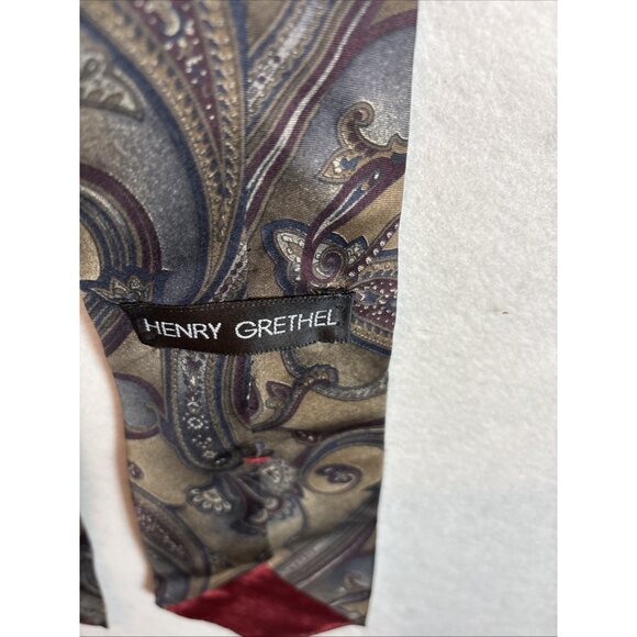 Henry Grethel Mens Multicolored 100% Italian Silk Neck Tie Size 55”x4” - Picture 5 of 6